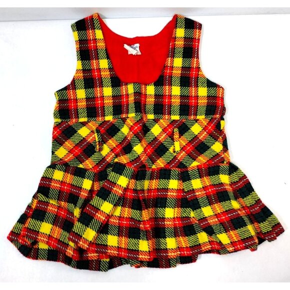 R Gee Kids Girls size 2T sleeveless top or dress plaid vintage 1970s - Picture 1 of 4